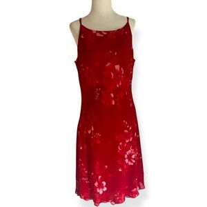 Jones New York Red Floral Slip Dress Size 14 – Viscose Vintage Made in HK